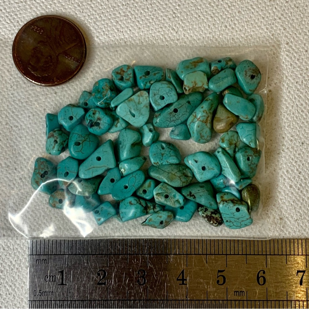 Natural Turquoise Chip Nugget Bead Lot 16g 5mm-25mm Mixed Matrix Teal Drilled - Picture 10 of 11